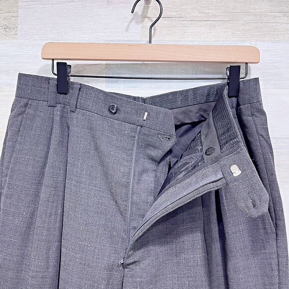 Jhane Barnes Vintage Wool Hopsack Suit Gray 3 Button Mens 42L 36W Pleated Pants - Picture 10 of 13